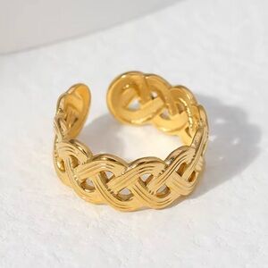 Stainless steel Elegant Gold Braided Ring